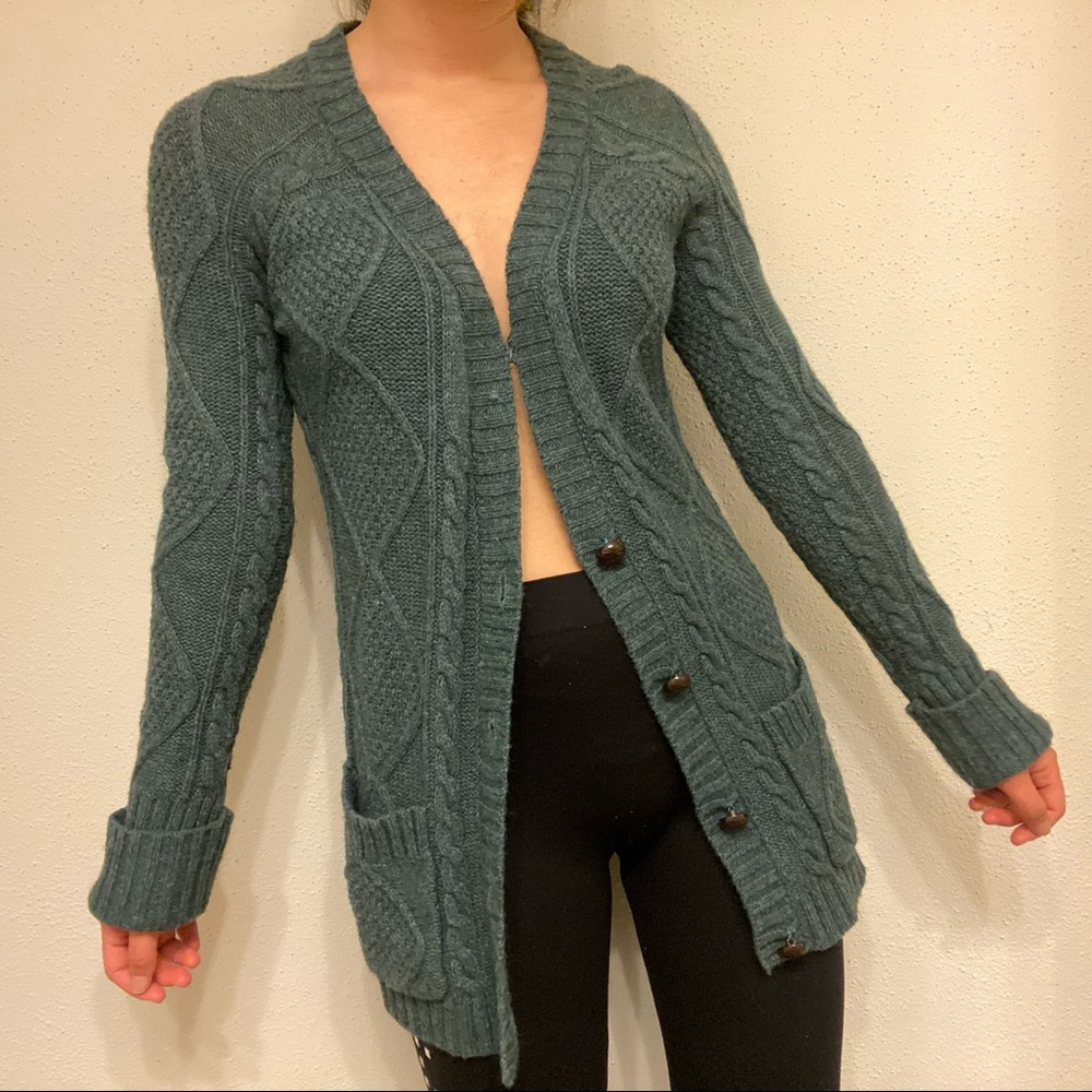 Maison Jules Green Gray Sweater Cardigan